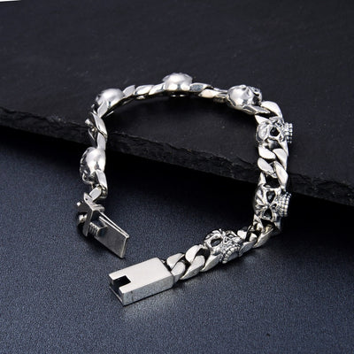 Pulsera Calavera Plata Esterlina para Hombre - Estilo Coreano Hip Hop Punk - Image 7
