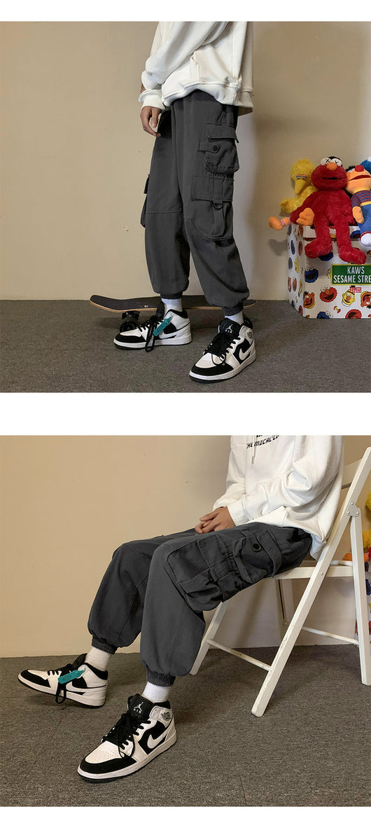Pantalones Casuales Hombre Primavera Estilo Hong Kong Bolsillos Amplios Corte Recto Tendencia Coreana - Image 14