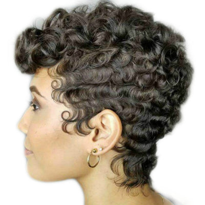 Peluca Rizada Corta Afro Natural Voluminosa para Mujer - Image 10