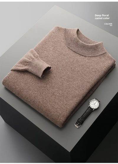 Suéter de Cuello Medio en Lana para Hombre - Pullover Ligero Otoño Invierno - Image 25