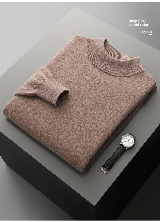 Suéter de Cuello Medio en Lana para Hombre - Pullover Ligero Otoño Invierno - Image 25