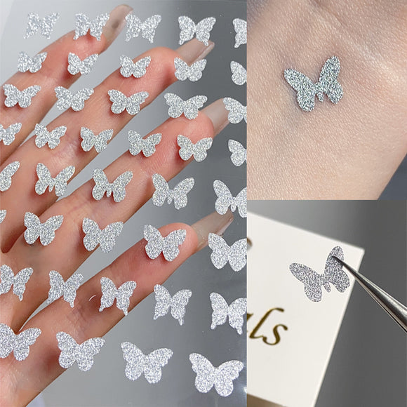 Decoraciones de Uñas Mariposa y Estrella Plateada - Adhesivo Reutilizable