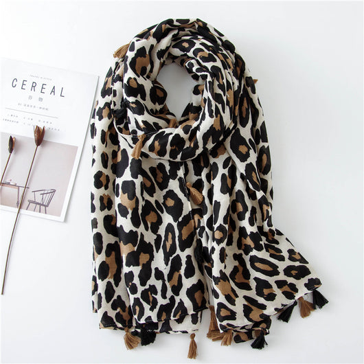 Pañuelo Dual Estampado Leopardo en Algodón, Lino y Seda - Image 14