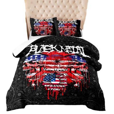 Edredón Calavera Halloween Diseño Digital Algodón Plumas Cama Europea