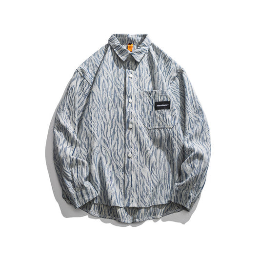 Camisa Casual Hombre con Rayas Irregulares
