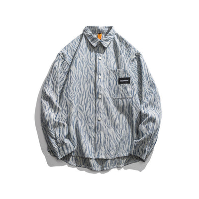 Camisa Casual Hombre con Rayas Irregulares