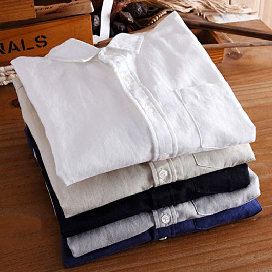 Camisa de Lino Blanca Clásica para Hombre - Image 4