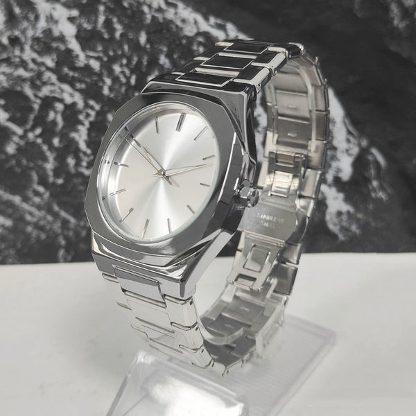 Reloj de Hombre Acero Inoxidable Cuarzo Esfera Grande con Pantalla Luminosa Nocturna