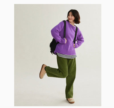 Pantalón Recto Verde Pana Cintura Alta Ajustado Multiuso - Image 10