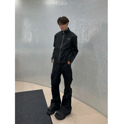 Pantalones Cargo Negros con Bolsillos Plisados para Hombre - Image 10