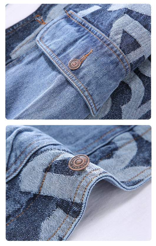 Chaqueta Denim Oversized Estilo Coreano con Costuras Artesanales para Hombre - Image 9