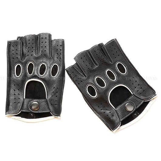 Guantes de Cuero Mitad Dedo para Motociclismo y Actividades al Aire Libre - Image 54