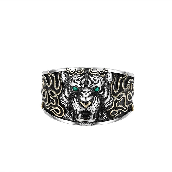 Anillo Ajustable Cabeza de Tigre en Plata 925 Estilo Retro - Image 5