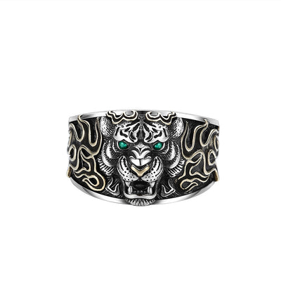 Anillo Ajustable Cabeza de Tigre en Plata 925 Estilo Retro - Image 5