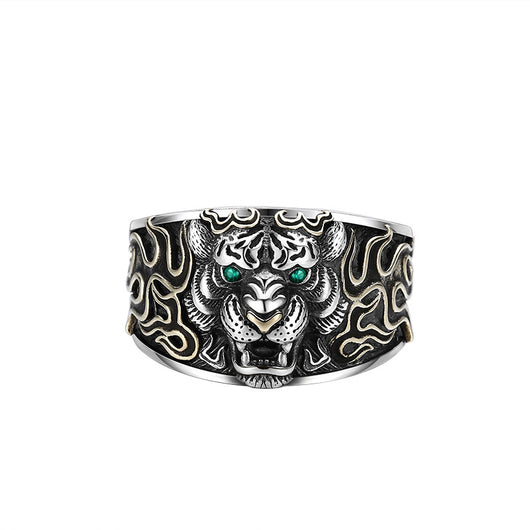 Anillo Ajustable Cabeza de Tigre en Plata 925 Estilo Retro - Image 5