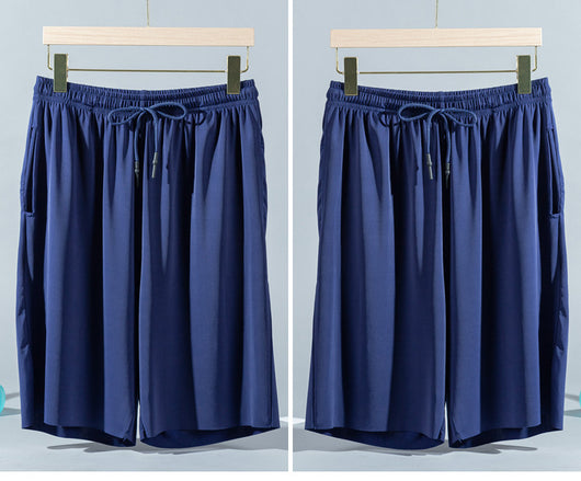 Pantalones Cortos Ice Silk para Hombre - Pijama Veraniego Transpirable de Corte Suelto - Image 9