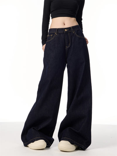 Jeans Retro Americano Tiro Alto Azul Oscuro - Image 11