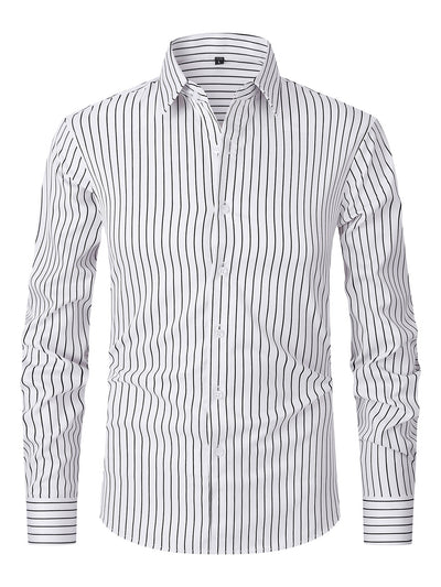 Camisa de Manga Larga en Seda de Hielo con Rayas Coordinadas - Image 4