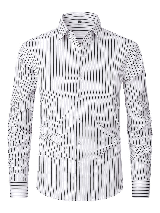 Camisa de Manga Larga en Seda de Hielo con Rayas Coordinadas - Image 4