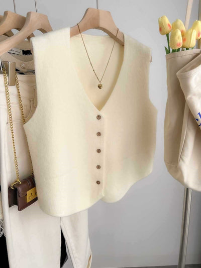 Chaleco de Punto Liso Escote V para Mujer - Versátil y Casual - Image 7