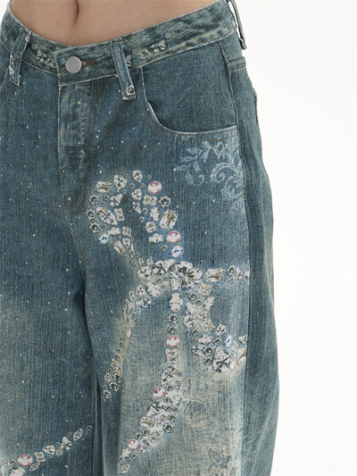 Pantalones Jeans Anchos con Estampado de Moño - Image 12