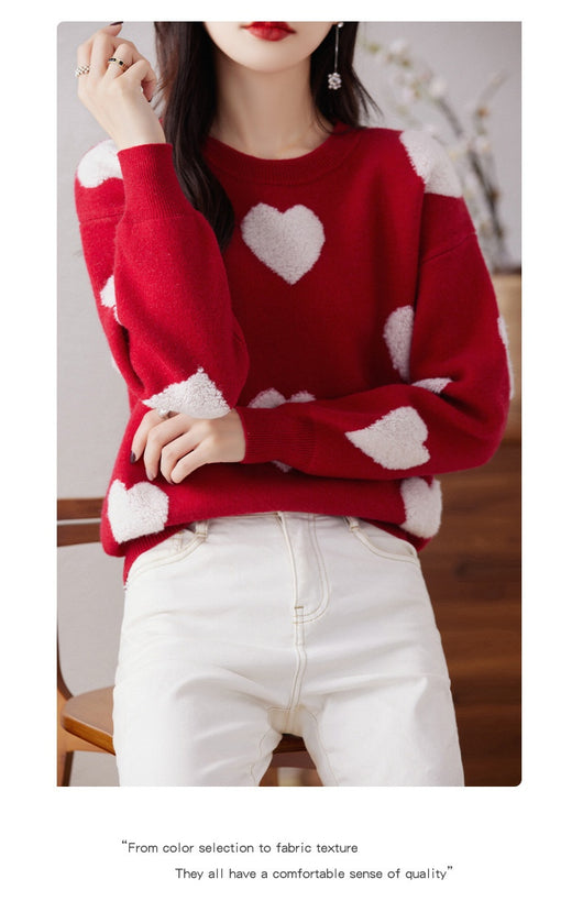 Suéter de Cuello Redondo en Lana Pura para Mujer - Diseño Love - Image 15