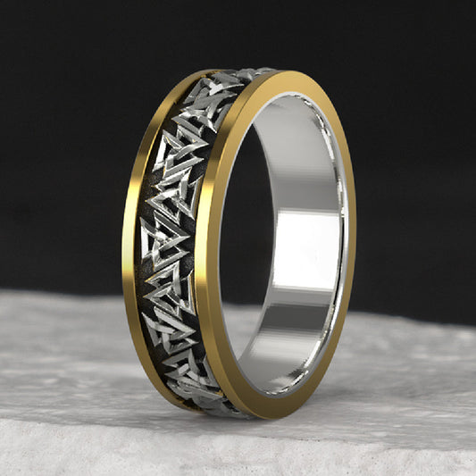 Anillo de Nudo Vikingo en Plata y Bronce para Hombre