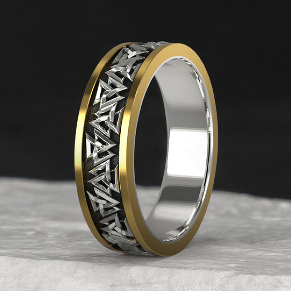 Anillo de Nudo Vikingo en Plata y Bronce para Hombre