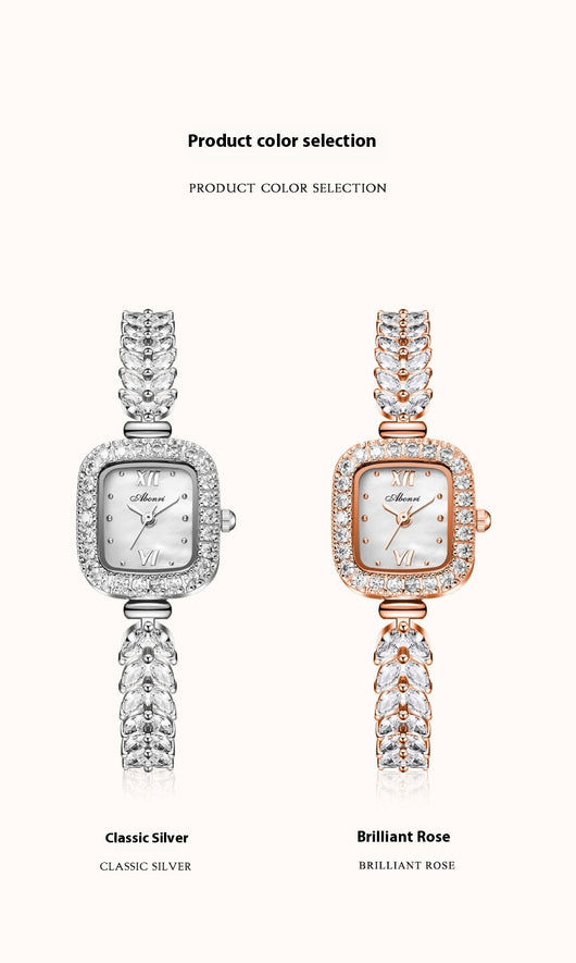 Reloj de Cuarzo Dorado con Cristales y Esfera Cuadrada Pequeña - Image 26
