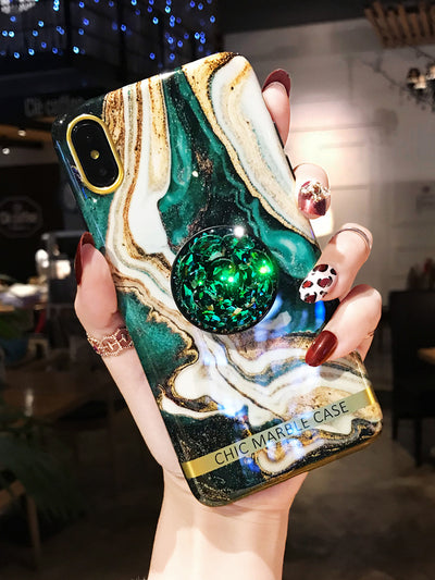 Funda Protectora para Teléfono Mármol Esmeralda con Cristales Brillantes - Image 7