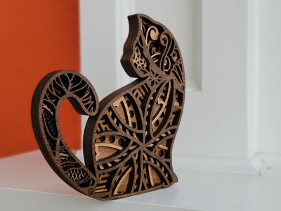 Escultura de Gato Tallada a Mano en Madera - Image 5