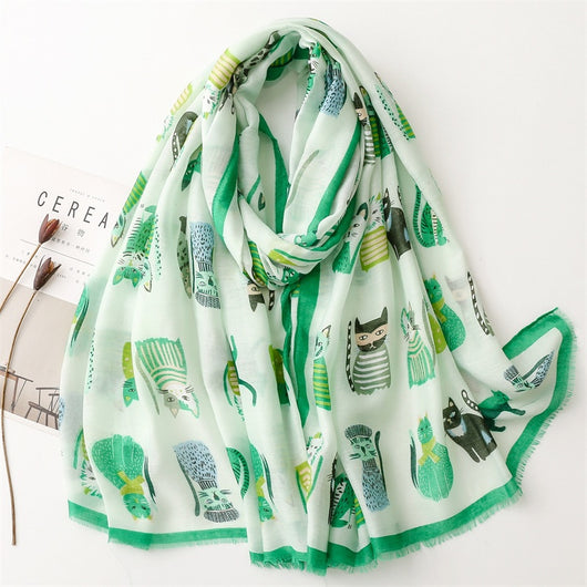 Pañuelo de Seda Estampado Paraíso Gatitos Adorables - Image 27
