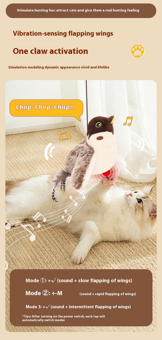 Juguete Interactivo para Gatos - Pájaro Cantarín con Sonido y Movimiento Automático - Image 23