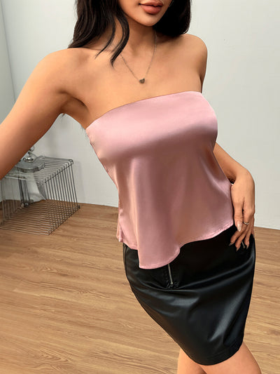 Top Satinado sin Tirantes Escote Strapless Elegante - Image 11