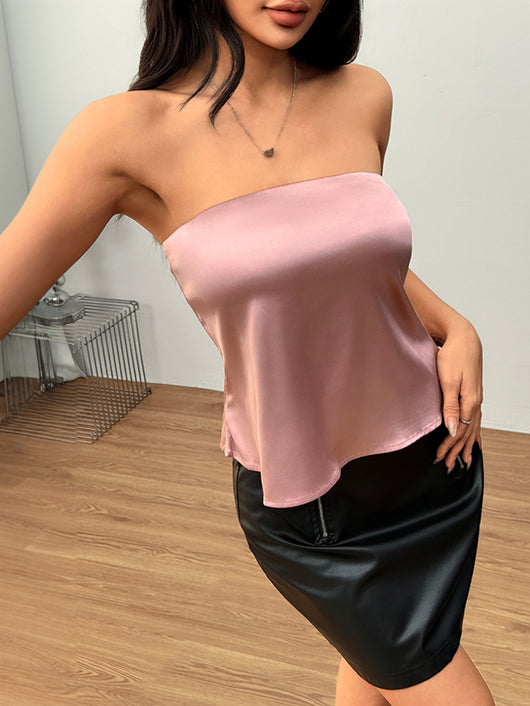 Top Satinado sin Tirantes Escote Strapless Elegante - Image 11
