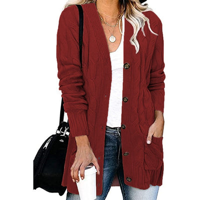 Abrigo Tejido Casual con Botones para Mujer - Otoño e Invierno - Image 24