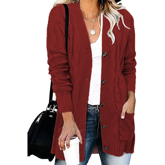 Abrigo Tejido Casual con Botones para Mujer - Otoño e Invierno - Image 24