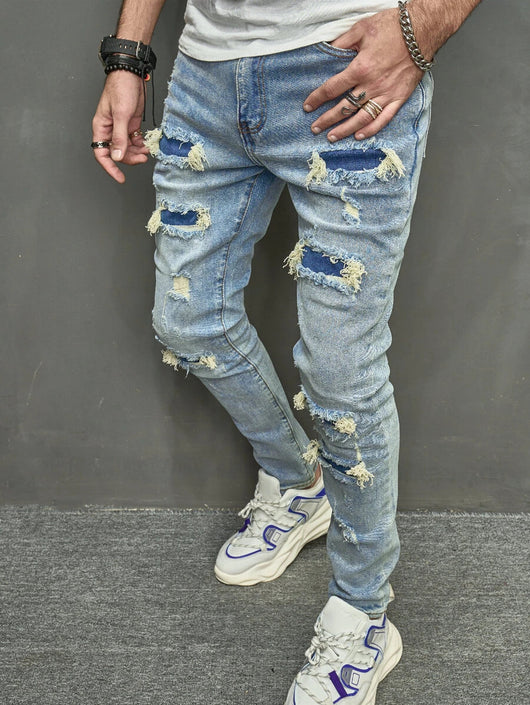 Pantalones Vaqueros Skinny Ajustados para Hombre con Efecto Desgastado - Image 7
