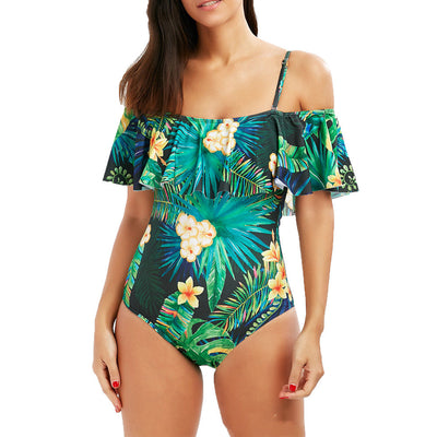 Traje de Baño Estampado de Una Pieza para Mujer en Negro - Image 7