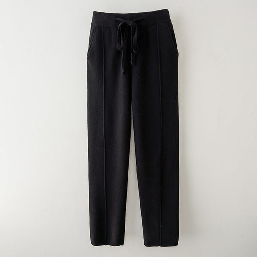 Pantalones de Lana Pura Cintura Alta Invierno - Harem Rectos Abrigados - Image 6