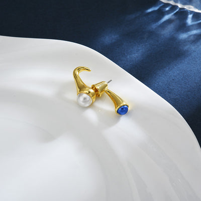Aretes Azul y Blanco Diseño Minimalista Efecto Viento Frío - Image 8