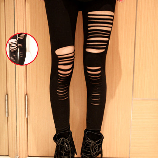 Leggins Rotos Asimétricos de Algodón con Efecto Desgarrado - Pantalones Tobilleros Antibolitas - Image 7
