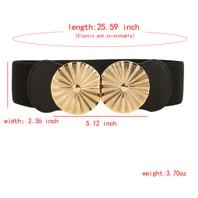 Cinturón Elástico Ancho para Mujer con Hebilla Metálica Circular - Image 21