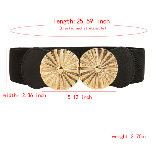 Cinturón Elástico Ancho para Mujer con Hebilla Metálica Circular - Image 21