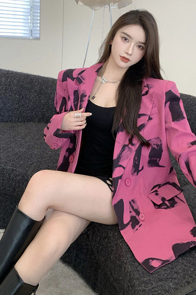 Blazer Casual Rosa Rojo para Mujer - Elegancia Versátil - Image 9
