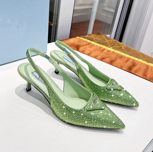 Sandalias de Tacón Gatito con Punta Triangular y Cristales Brillantes para Mujer - Image 3