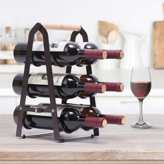 Botellero Metálico de Escritorio - Organizador Elegante para Vinos