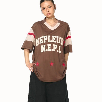 Blusa Patchwork Retro Americana Cuello V Manga Corta - Image 12