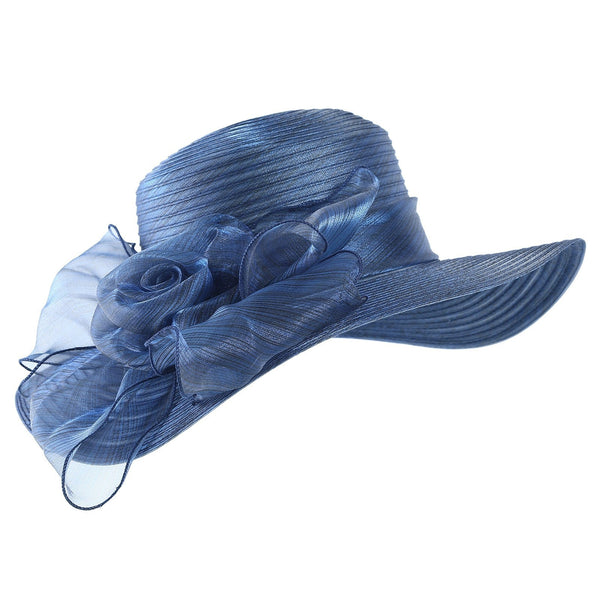 Sombrero de Paja Ala Ancha con Moño Floral Elegante