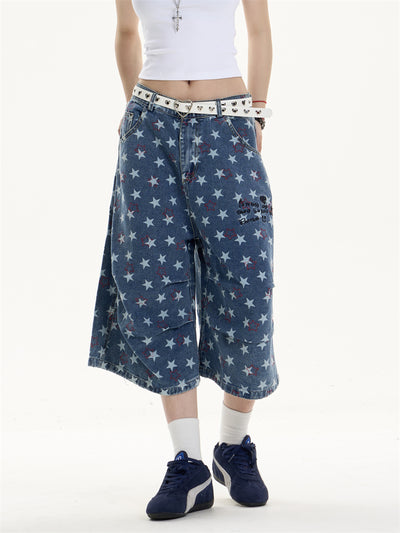 Pantalón Denim Estampado Crop Ancho y Suelto - Image 11
